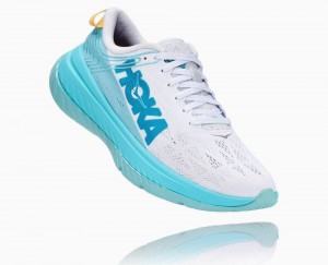 Chaussures Running Route Hoka Carbon X Femme Blanche Bleu | NWIX47803