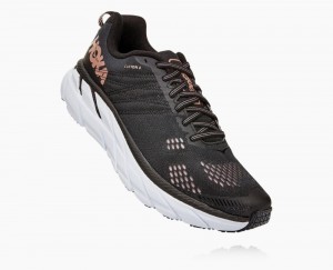 Chaussures Running Route Hoka Clifton 6 Wide Femme Noir Rose Doré | FXBI51238