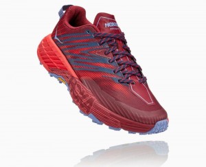 Chaussures Trail Hoka Speedgoat 4 Wide Femme Marron Foncé Rouge | YGET10785