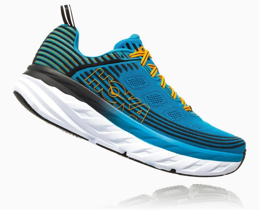 Basket Hoka Bondi 6 Wide Homme Bleu Noir | YMPG76538