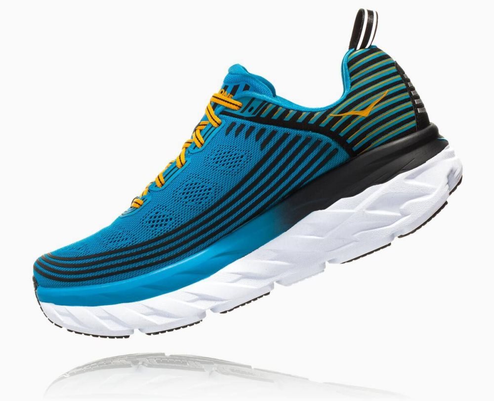 Basket Hoka Bondi 6 Wide Homme Bleu Noir | YMPG76538