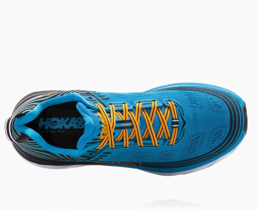 Basket Hoka Bondi 6 Wide Homme Bleu Noir | YMPG76538