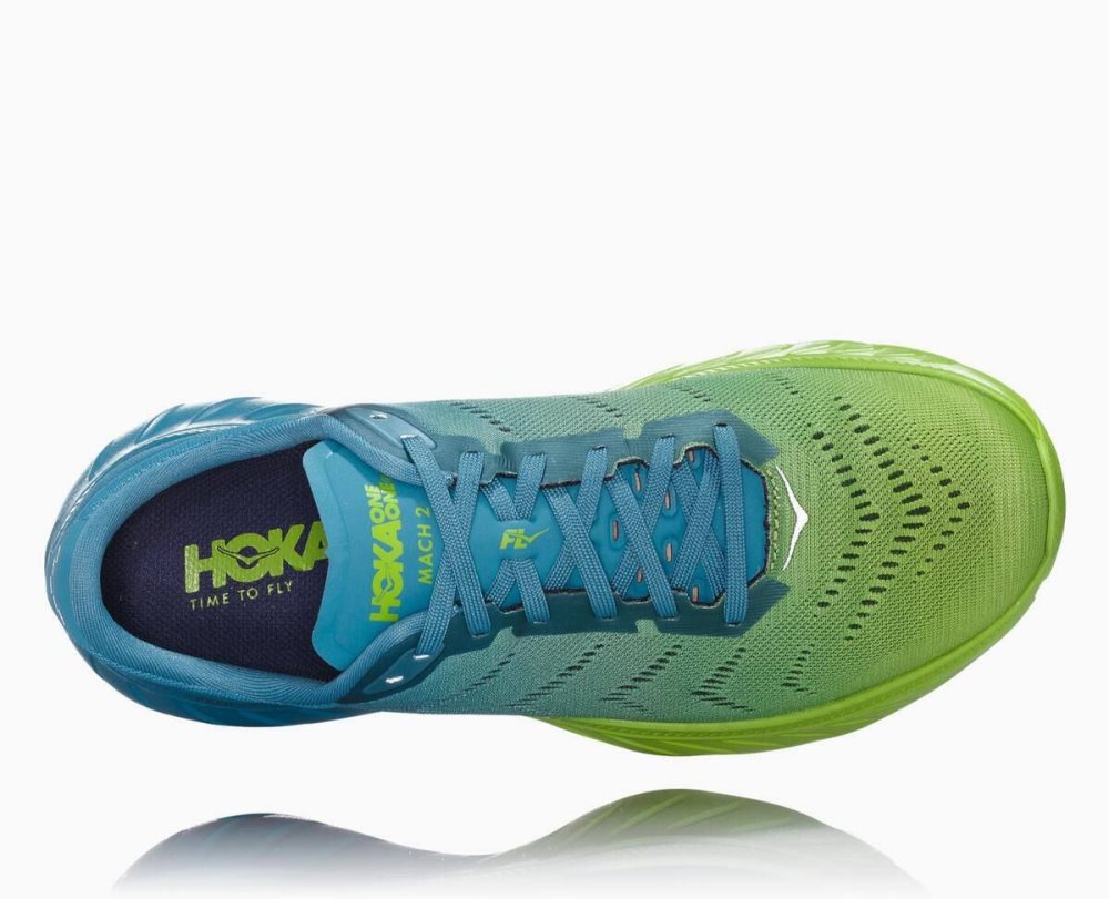 Basket Hoka Mach 2 Homme Bleu Vert Clair | XDJV36514