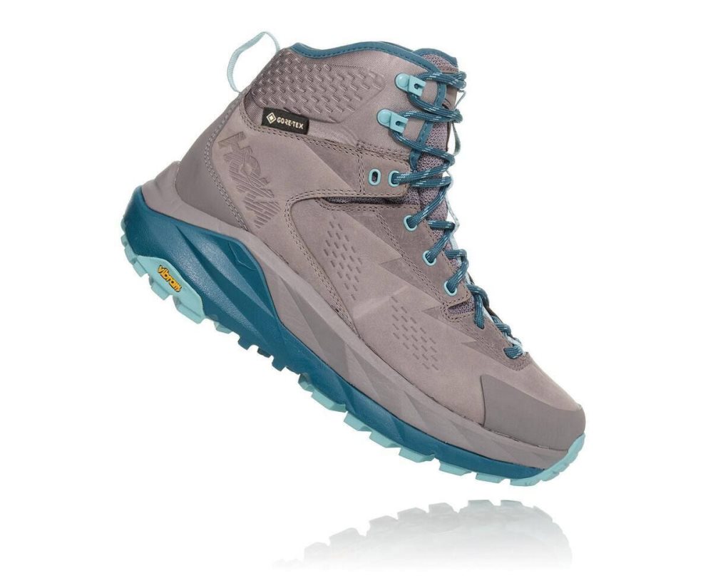 Botte Randonnée Hoka Kaha GORE Femme Grise Turquoise Clair | WVQF65034