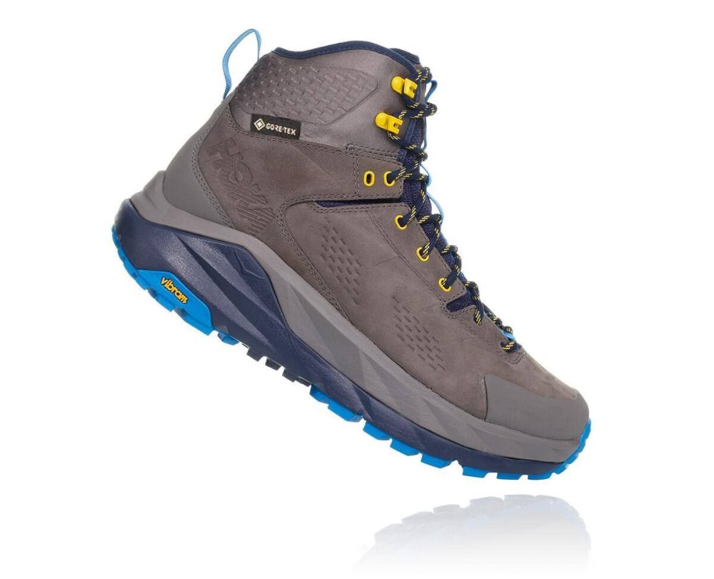 Botte Randonnée Hoka Kaha GORE Homme Grise Bleu | QMJI52497