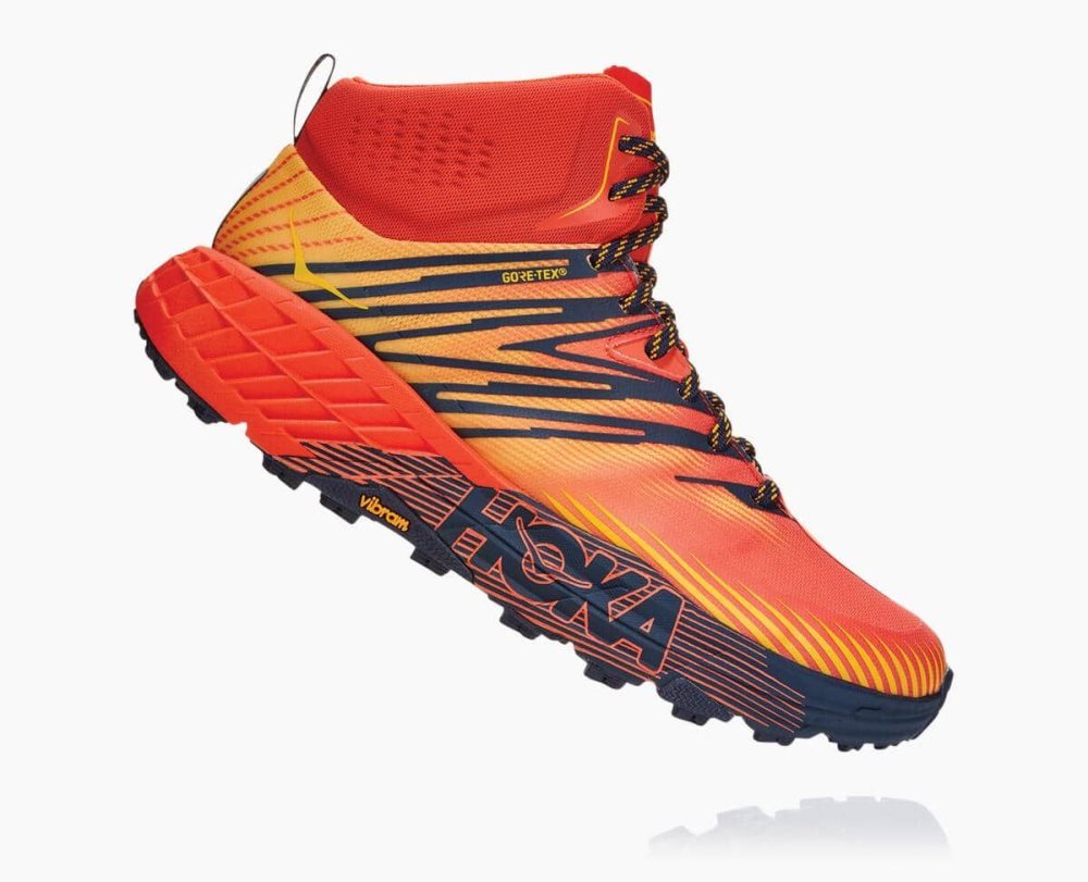 Botte Randonnée Hoka Speedgoat Mid GORE Homme Rouge Doré | PMRU06893