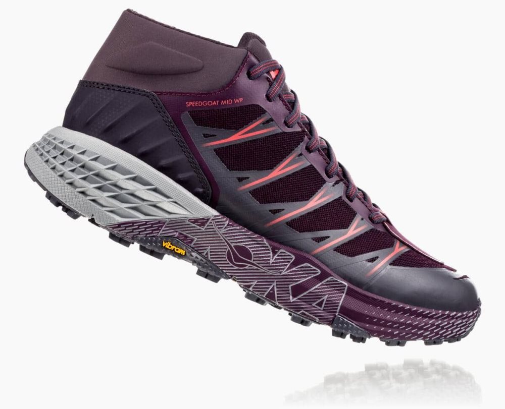 Botte Randonnée Hoka Speedgoat Mid Waterproof Femme Obsidienne Violette | FRSL78913