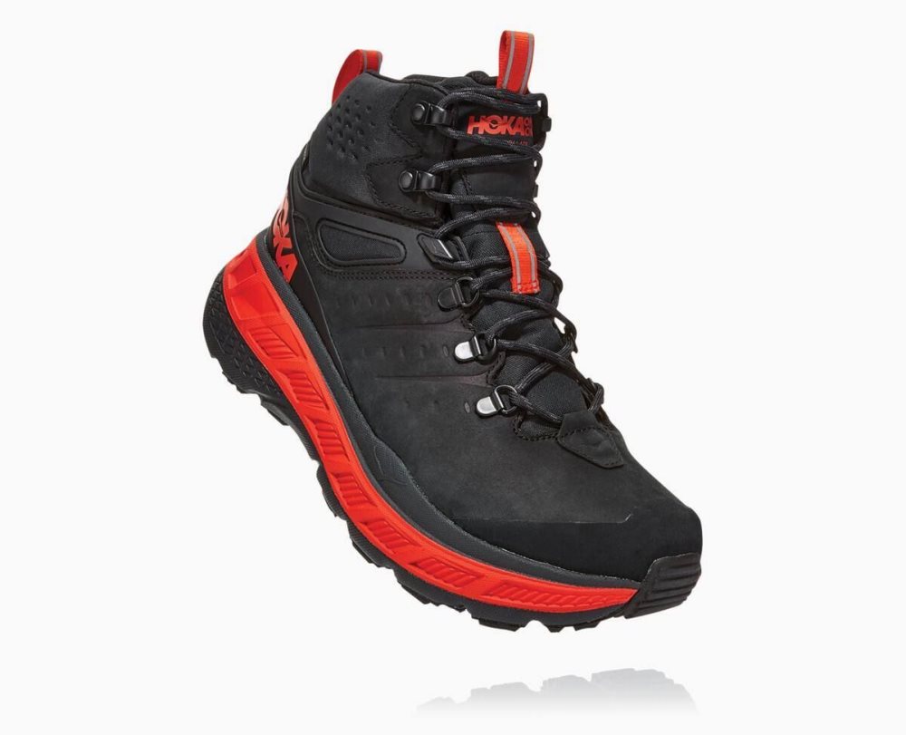 Botte Randonnée Hoka Stinson Mid GORE Homme Grise Foncé Rouge | GUPQ83015