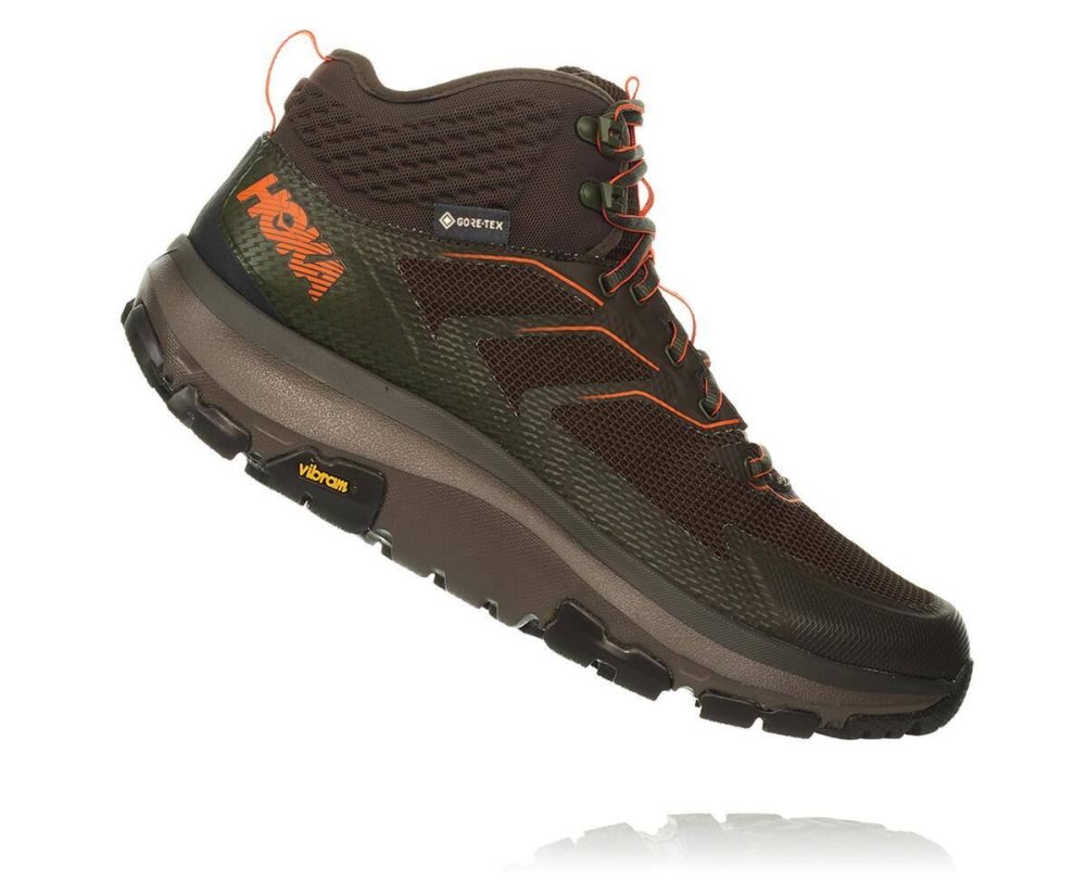 Botte Randonnée Hoka Toa GORE Homme Noir Vert Olive Orange | GMCT48576