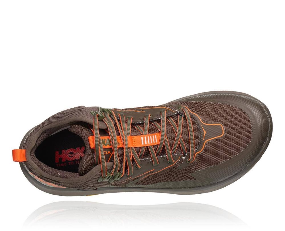 Botte Randonnée Hoka Toa GORE Homme Noir Vert Olive Orange | GMCT48576