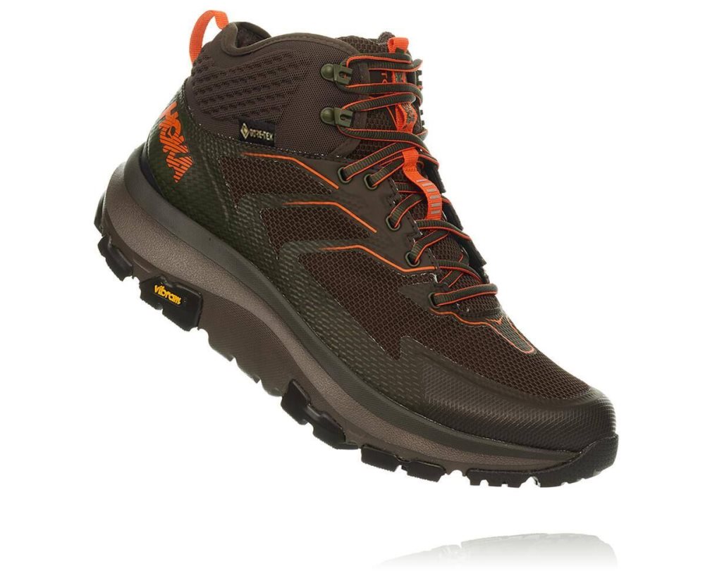 Botte Randonnée Hoka Toa GORE Homme Noir Vert Olive Orange | GMCT48576