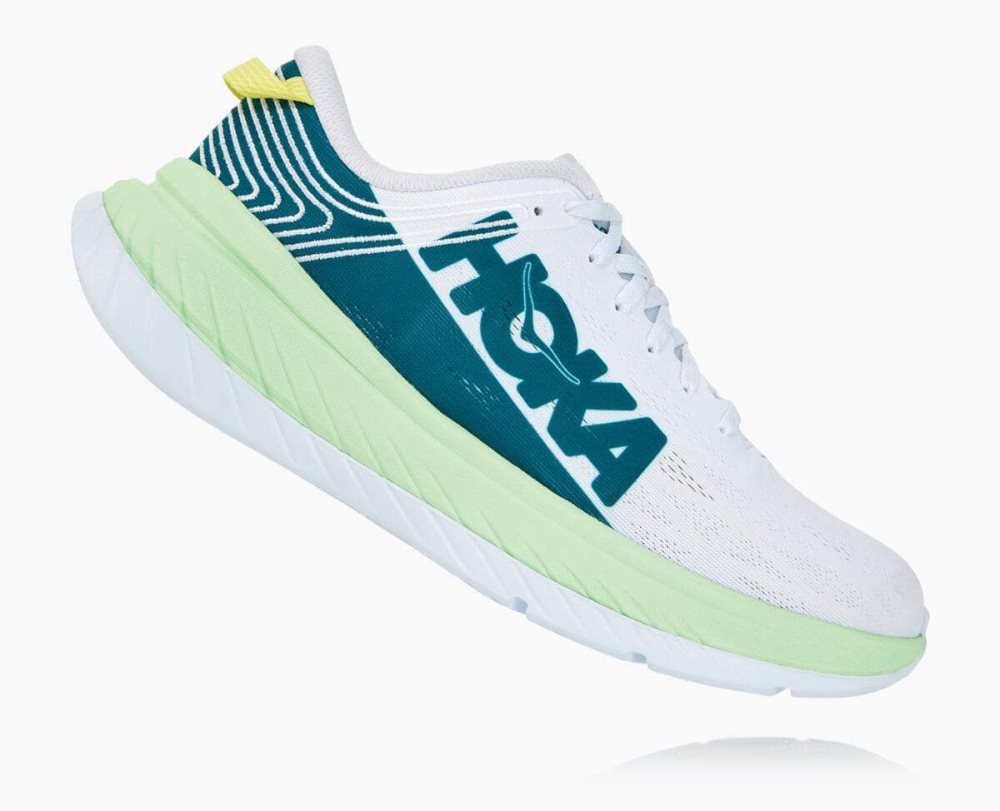 Chaussure de Marche Hoka Carbon X Homme Vert Grise Blanche | GLYT63751