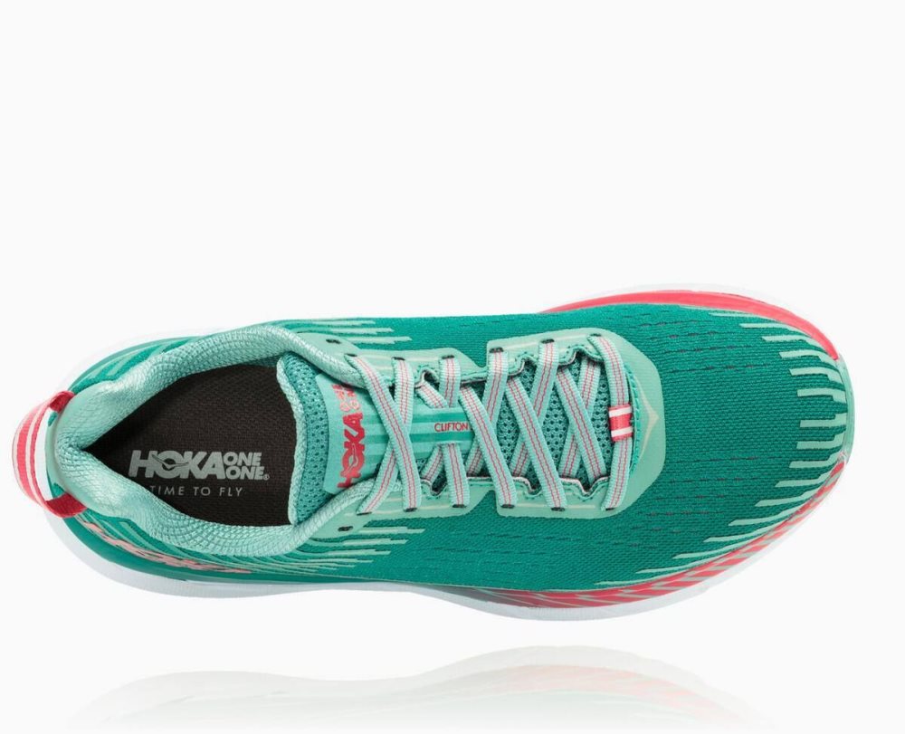 Chaussure de Marche Hoka Clifton 5 Femme Vert | IWBV78031