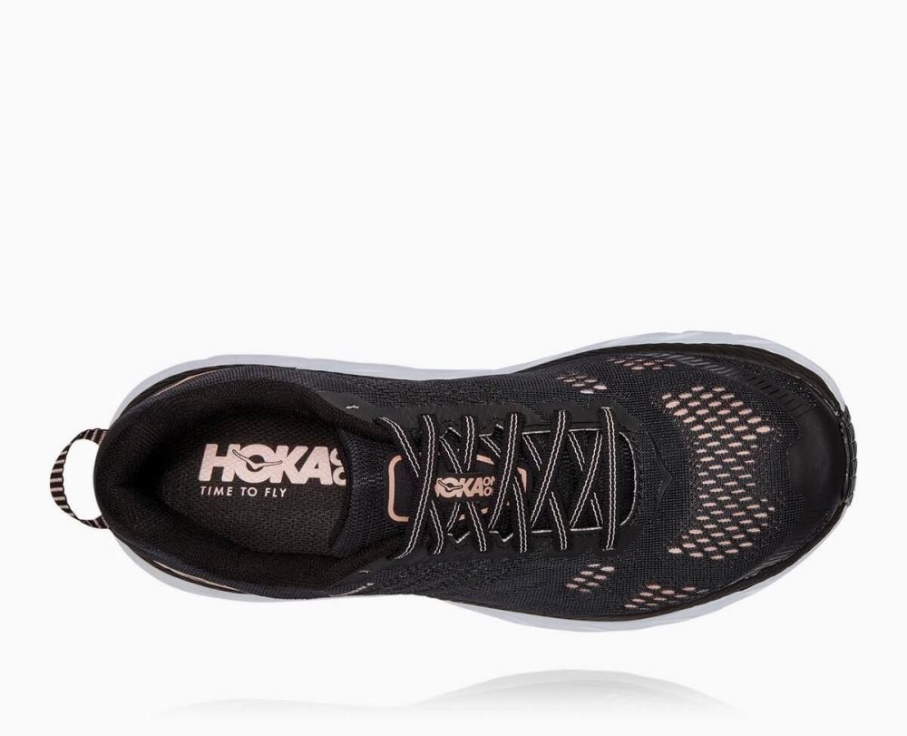 Chaussure de Marche Hoka Clifton 6 Femme Noir Rose Doré | HJGA95076