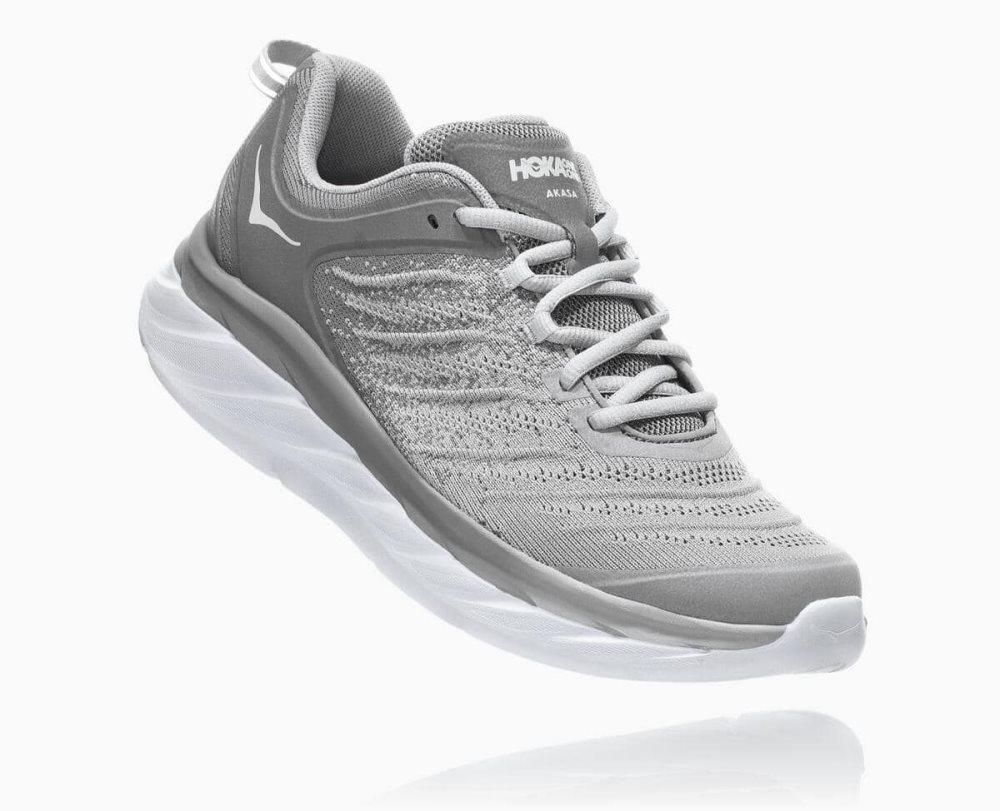 Chaussures De Récupération Hoka Akasa Wide Femme Grise Argent | AJEQ38046