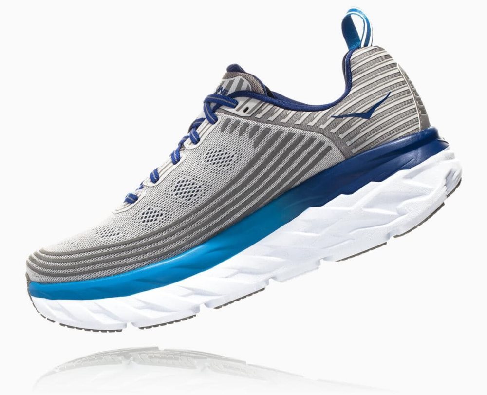 Chaussures De Récupération Hoka Bondi 6 Homme Bleu Grise | ETMW48670