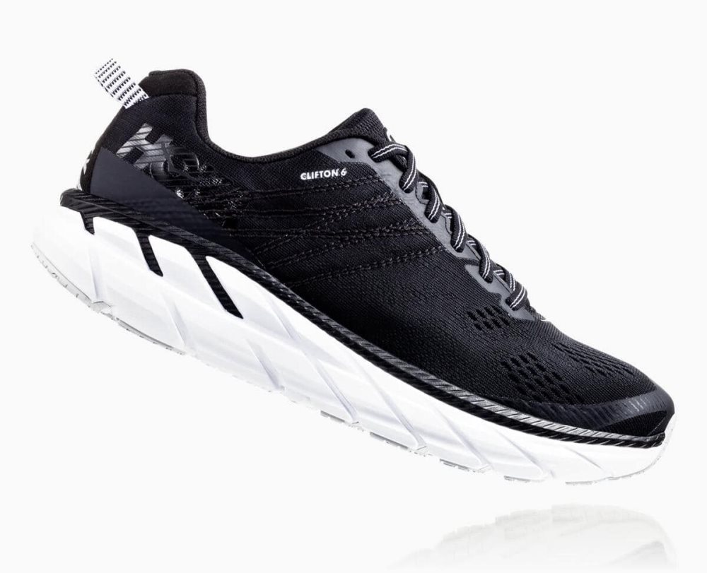 Chaussures De Récupération Hoka Clifton 6 Homme Noir Blanche | BUWJ34021