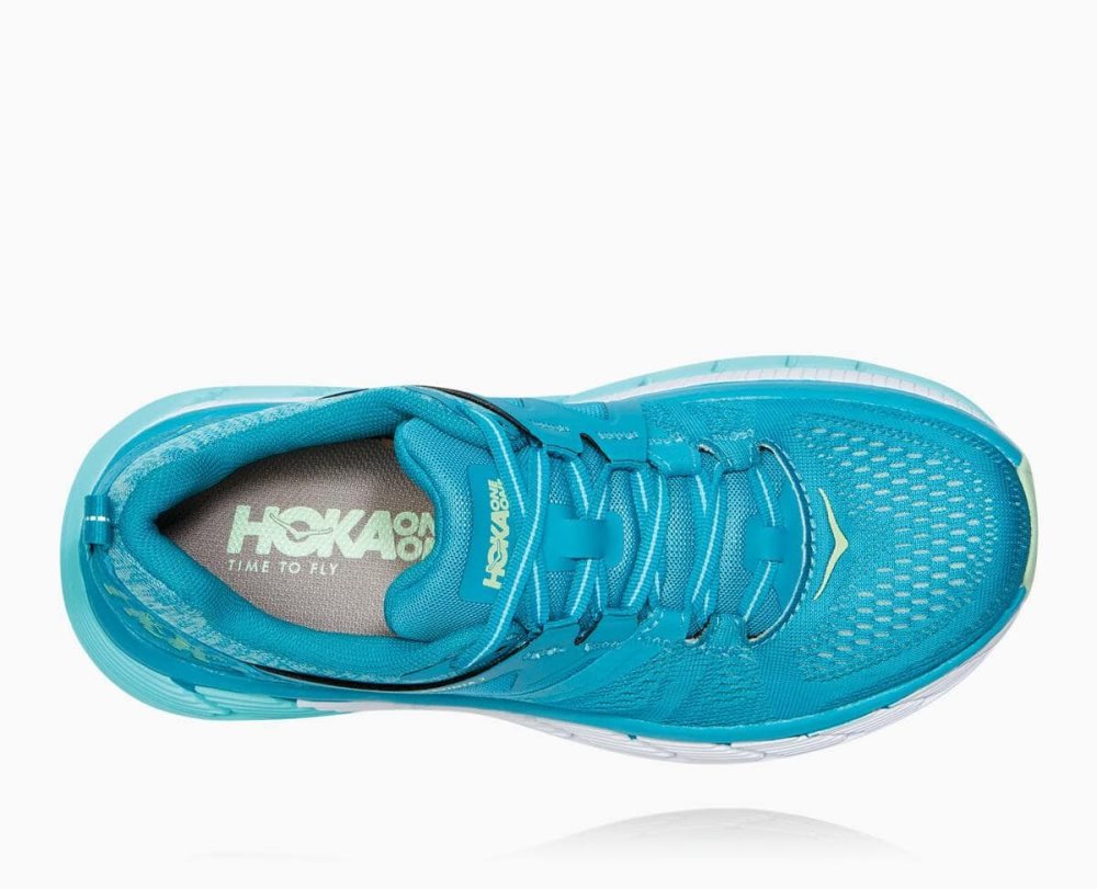 Chaussures De Récupération Hoka Gaviota 2 Femme Bleu Vert Grise | IWMU82375