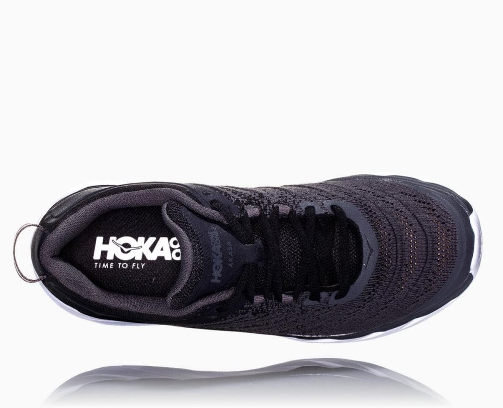 Chaussures Running Route Hoka Akasa Wide Femme Noir Grise Foncé | JTUV42810