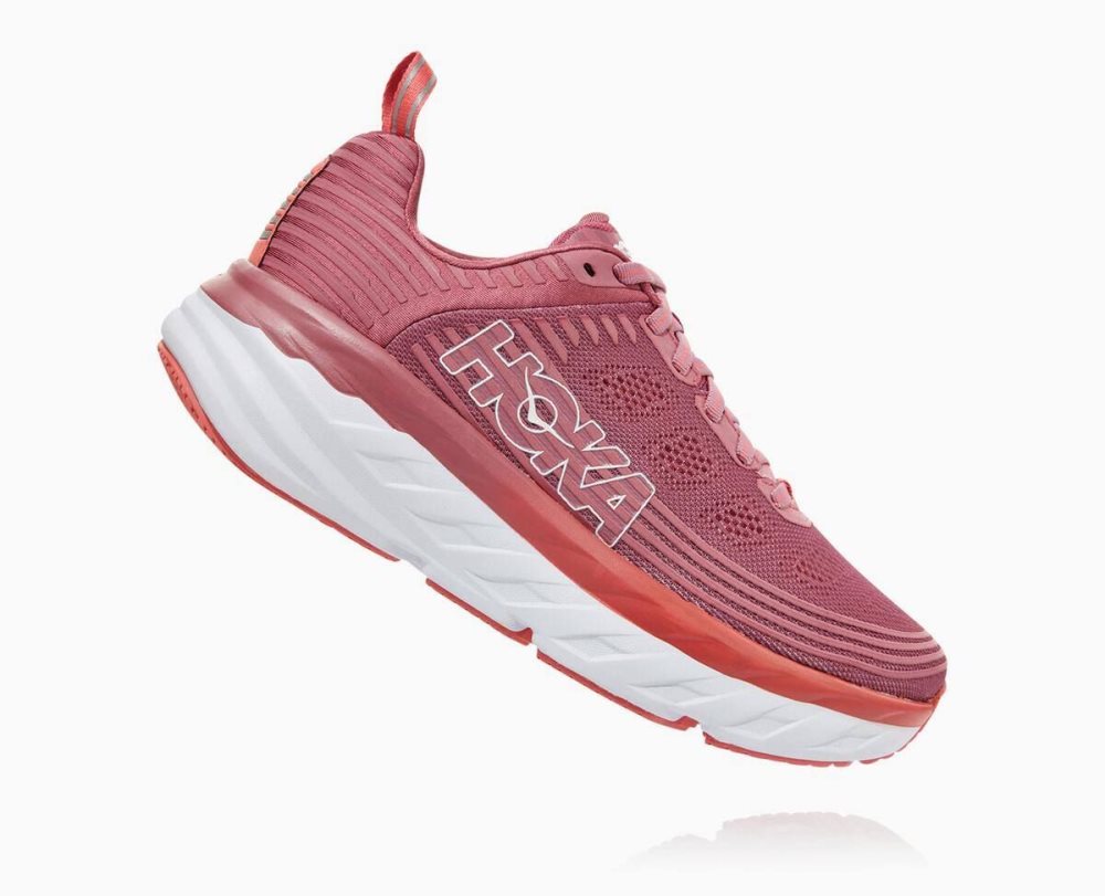 Chaussures Running Route Hoka Bondi 6 Femme Rose | LNOG39784