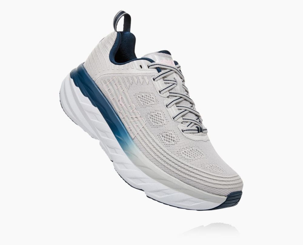 Chaussures Running Route Hoka Bondi 6 Femme Lunar Rock/Nimbus Cloud | PBHT82719