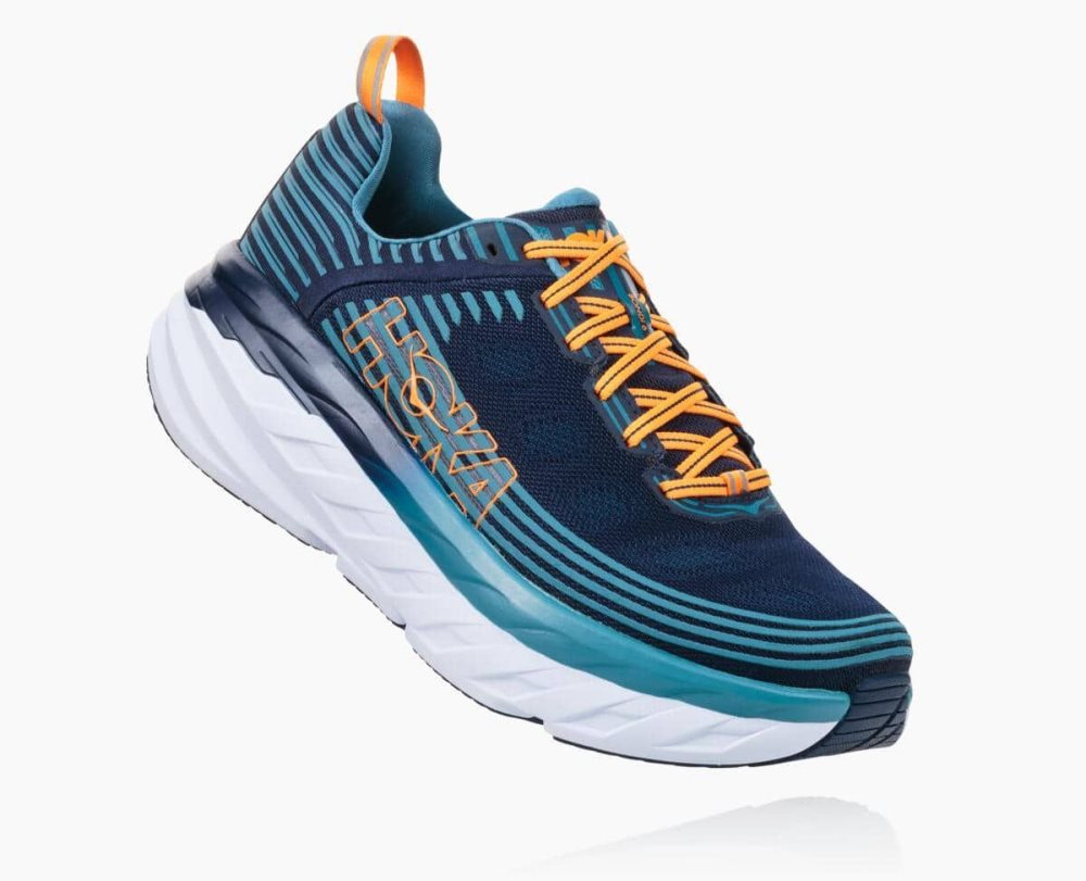 Chaussures Running Route Hoka Bondi 6 Homme Noir Bleu | JHGT20945