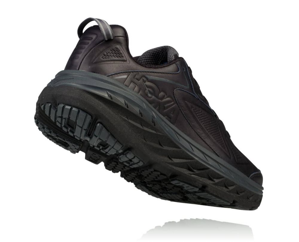 Chaussures Running Route Hoka Bondi Leather Wide Homme Noir | GQOT83764