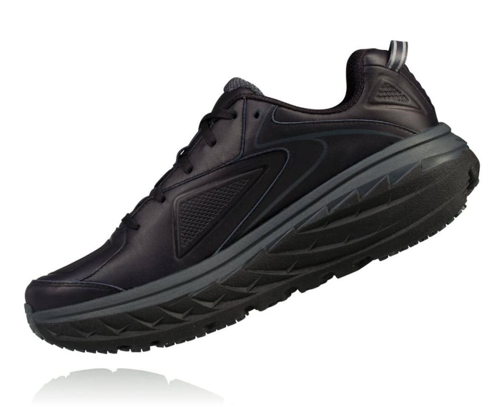 Chaussures Running Route Hoka Bondi Leather Wide Homme Noir | GQOT83764