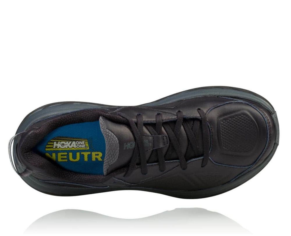 Chaussures Running Route Hoka Bondi Leather Wide Homme Noir | GQOT83764