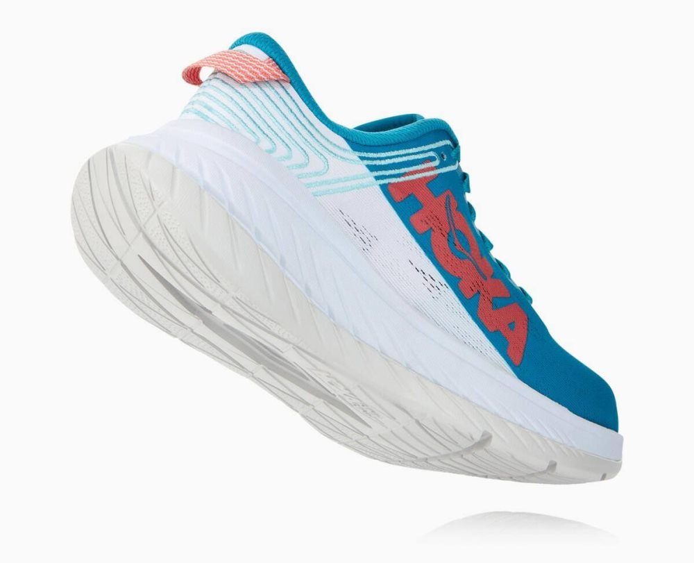 Chaussures Running Route Hoka Carbon X Femme Bleu Blanche | MJCQ76243