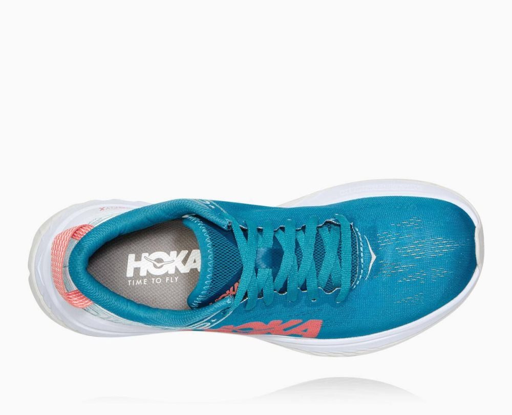 Chaussures Running Route Hoka Carbon X Femme Bleu Blanche | MJCQ76243