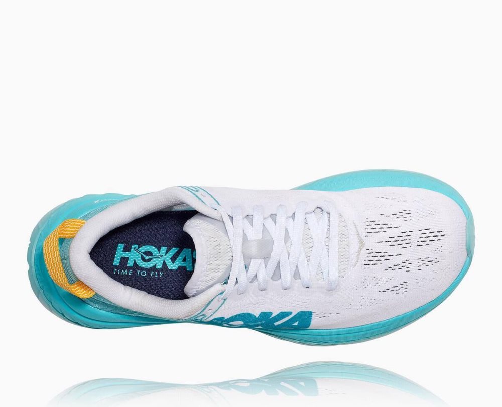 Chaussures Running Route Hoka Carbon X Femme Blanche Bleu | NWIX47803