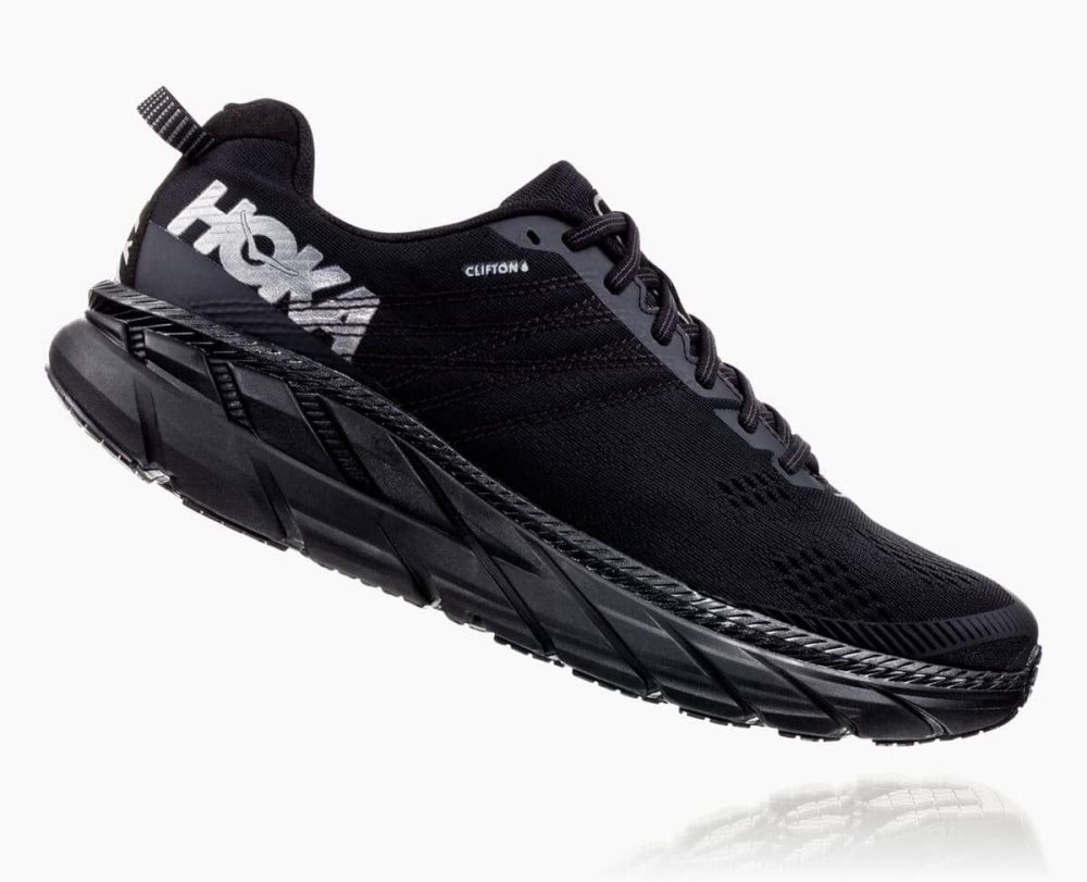 Chaussures Running Route Hoka Clifton 6 Wide Homme Noir | DPQS52384