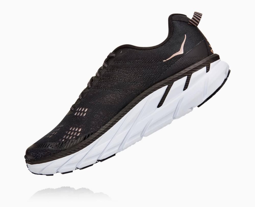 Chaussures Running Route Hoka Clifton 6 Femme Noir Rose Doré | MOGJ47801