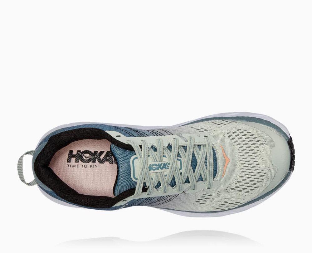 Chaussures Running Route Hoka Clifton 6 Wide Femme Lead/Sea Foam | NKAE27154