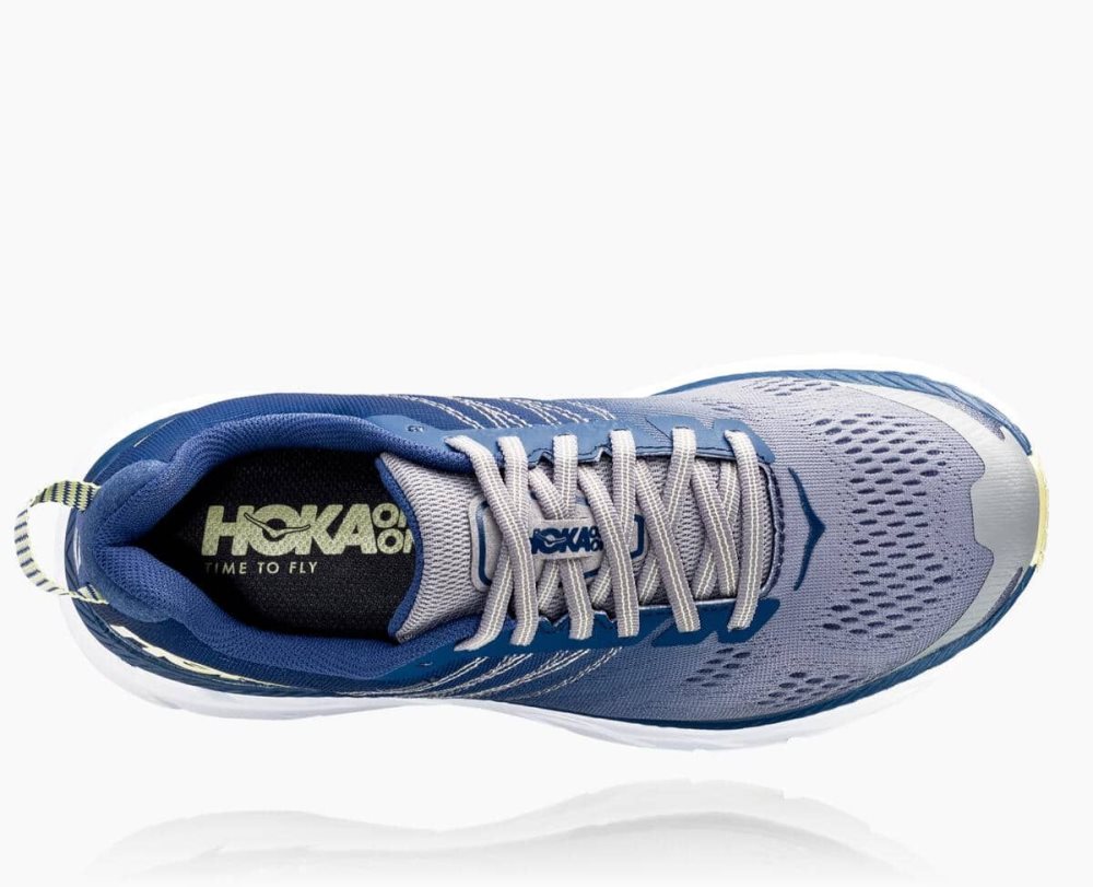 Chaussures Running Route Hoka Clifton 6 Wide Femme Bleu | OGWC61539