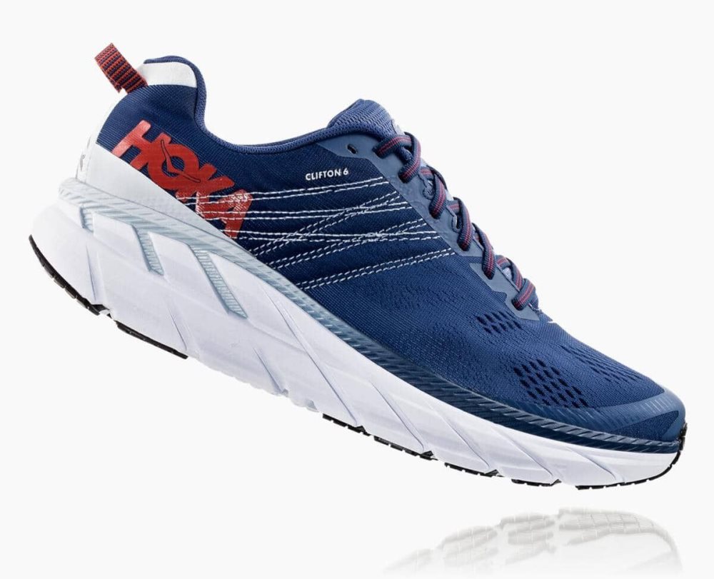 Chaussures Running Route Hoka Clifton 6 Wide Homme Bleu | WDYR97631