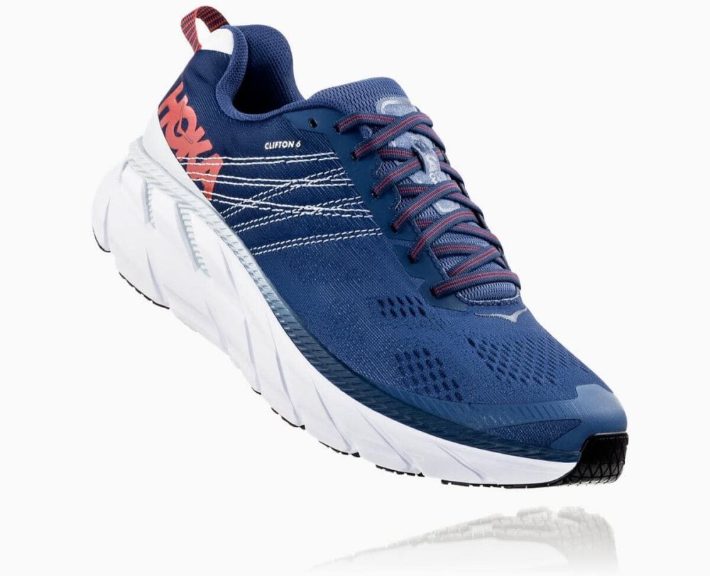 Chaussures Running Route Hoka Clifton 6 Wide Homme Bleu | WDYR97631