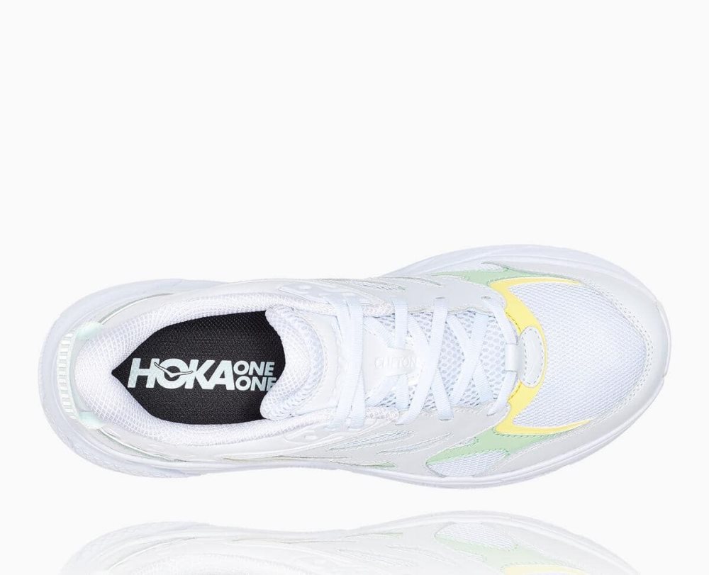 Chaussures Running Route Hoka Clifton L Homme Blanche Vert Grise | JRYW13960