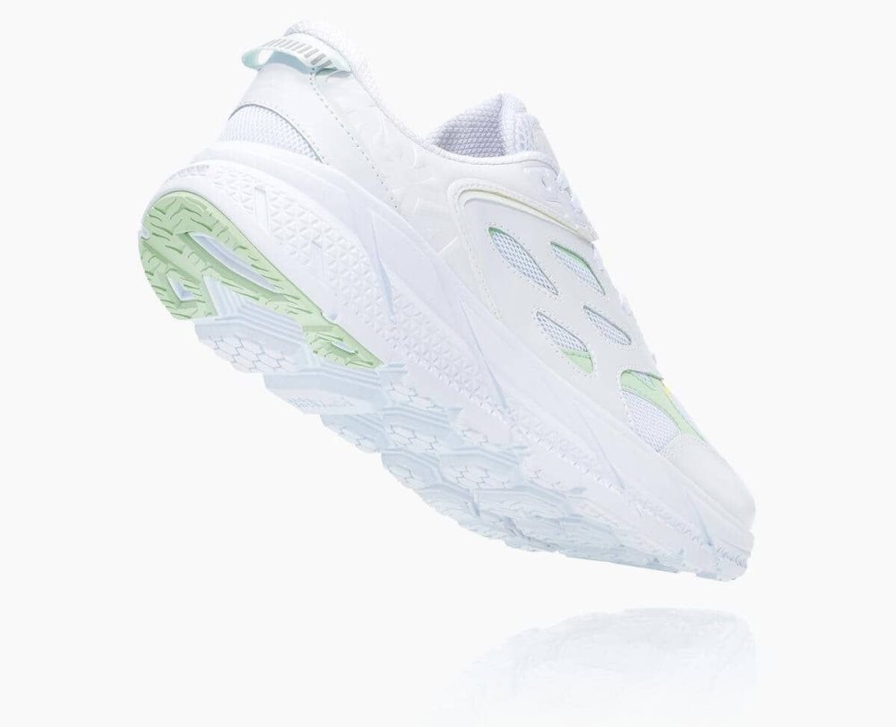 Chaussures Running Route Hoka Clifton L Femme Blanche Vert Grise | UAQI85231