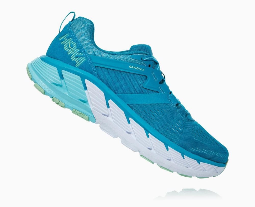 Chaussures Running Route Hoka Gaviota 2 Wide Femme Bleu Vert Grise | WJSY56437