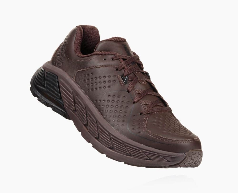 Chaussures Running Route Hoka Gaviota Leather Homme Cafe Noir | PNEA47258