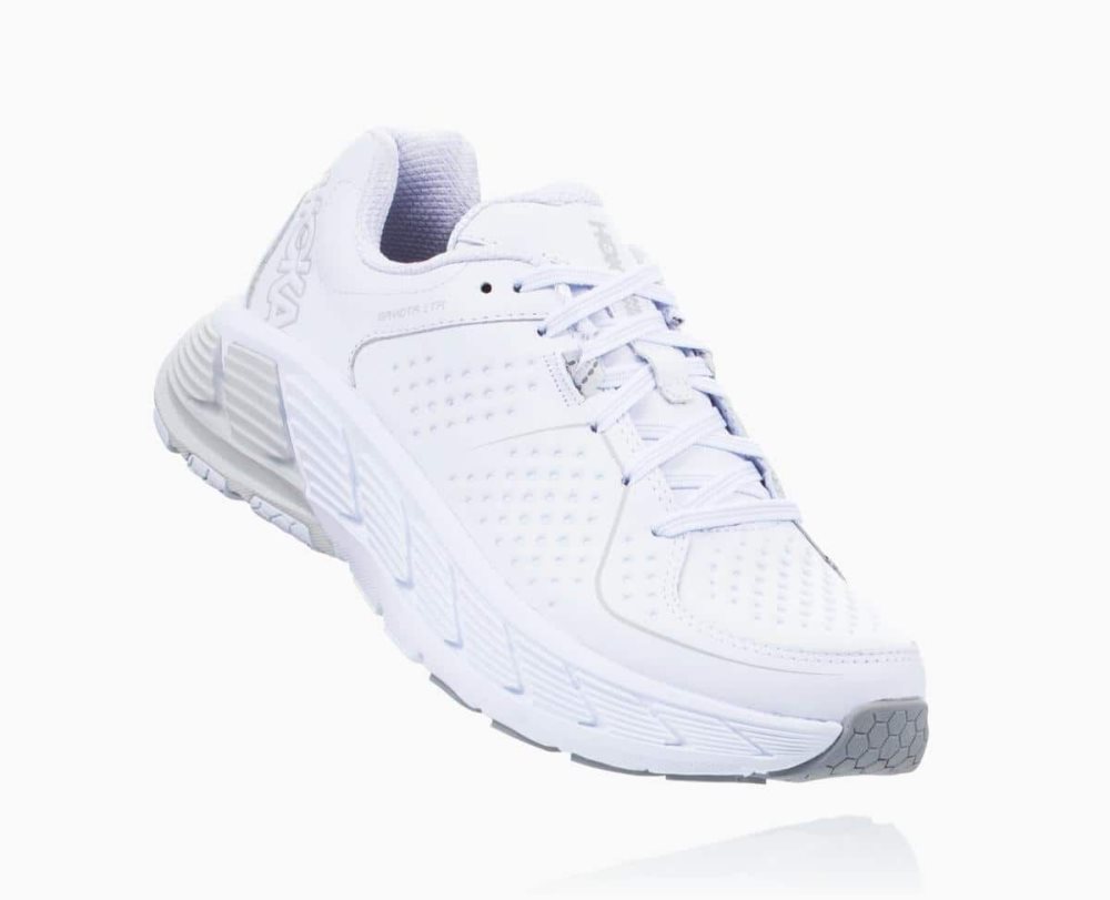 Chaussures Running Route Hoka Gaviota Leather Wide Femme Blanche | QYRJ17496