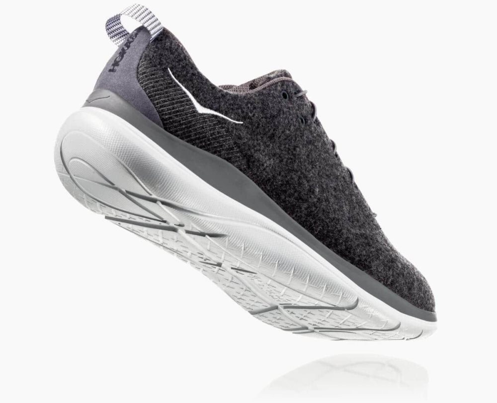 Chaussures Running Route Hoka Hupana Flow Wool Wide Homme Grise Foncé Grise | FYET14536