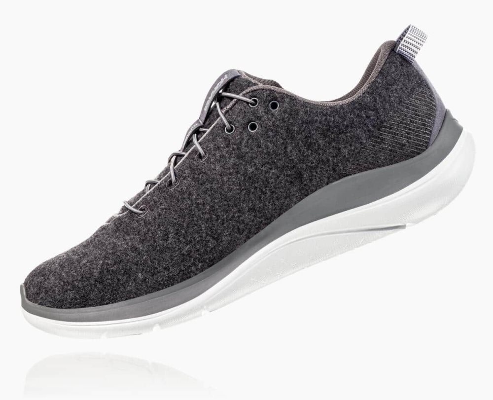 Chaussures Running Route Hoka Hupana Flow Wool Wide Homme Grise Foncé Grise | FYET14536