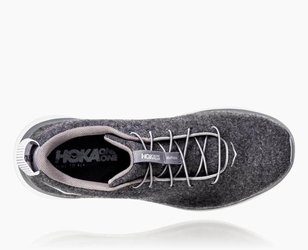 Chaussures Running Route Hoka Hupana Flow Wool Wide Homme Grise Foncé Grise | FYET14536