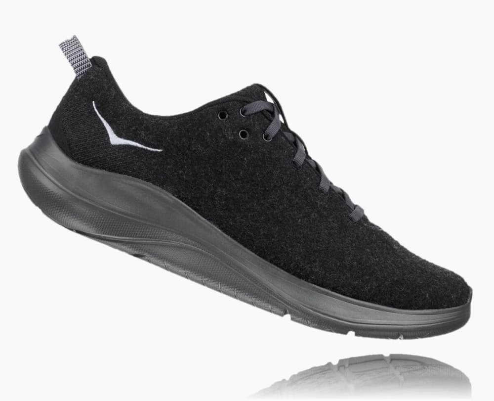 Chaussures Running Route Hoka Hupana Flow Wool Homme Noir Grise Foncé | IGCB86179