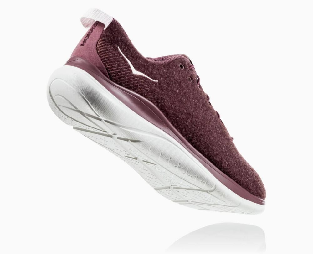 Chaussures Running Route Hoka Hupana Flow Wool Femme Rose Marron Marron | QEUB79061