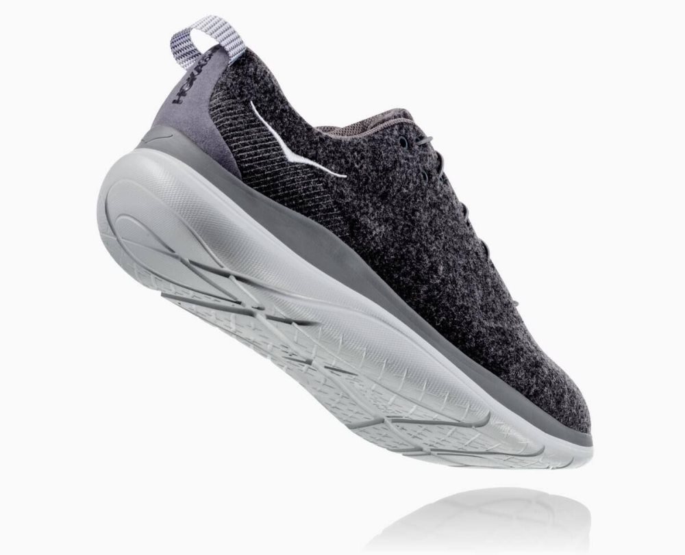 Chaussures Running Route Hoka Hupana Flow Wool Wide Femme Grise Foncé | TMLU63490