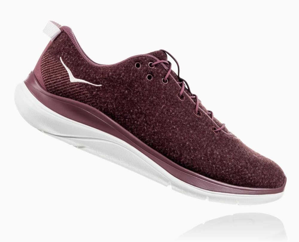 Chaussures Running Route Hoka Hupana Flow Wool Wide Femme Rose Marron Marron | TXJI09458